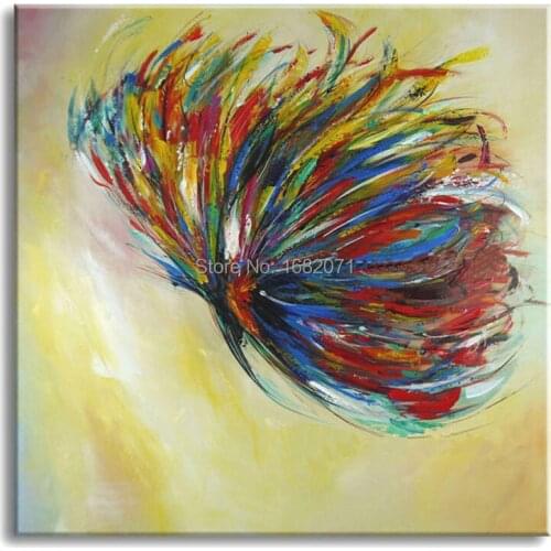 Most Popular Hot Selling Handmade Abstract Design Hand Painted Modern Abstract Animal Oil Paintings Unique Butterfly Painting