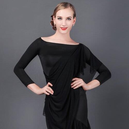 Mesh Ballroom Dance Tops Women Stage Costume Tango Dancewear Latin Practice Blouse Designer Clothes Modern Dancing Outfit DL8077