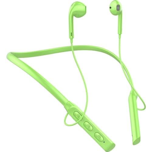 Neck-mounted magnetic wireless bluetooth sports headset, bass stereo audio device with LED display TF card magnet