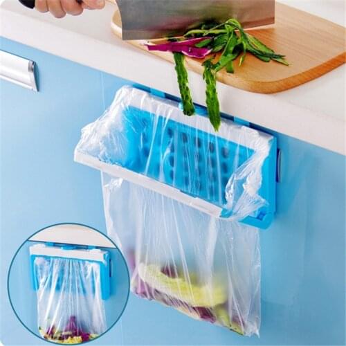 Foldable Plastic Garbage Bag Rack Portable Hanging Trash Rubbish Bag Storage Rack Kitchen Gadgets Storage Tool