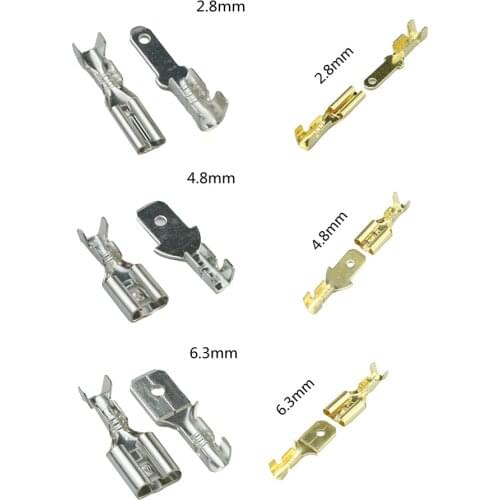 100Pcs 2.8mm 4.8mm 6.3mm Plug Spring Female Male Spade Cold Crimp Terminals Connector Car Speaker Electrical Wire Connectors Set