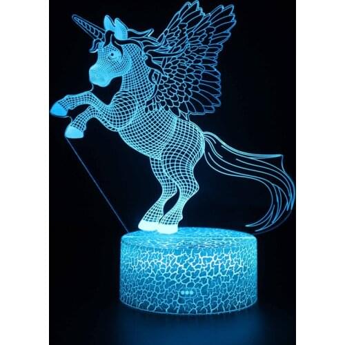 3D LED Night Light Unicorn Figure 7 Color Changing Children USB Table Lamp for Kids Bedside Bedroom Decoration Creative Gift