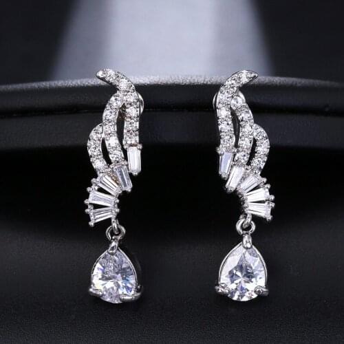 ORZTOON Vintage Trendy Winged Zircon Earrings For Women Elegant Personality Creative Earrings Jewelry Wedding Gifts For Guests