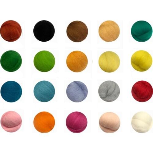 Wool felt DIY 20 Color Beginner Kits 70S For Needle Felting Hand Spinning DIY materials