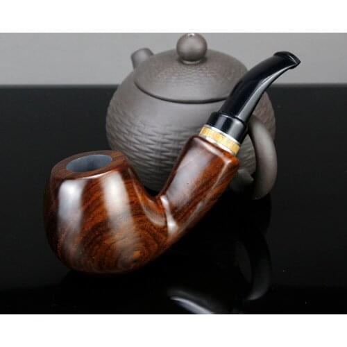 High Quality Ebony Wood Pipe 9mm Filter Creative Smoking Pipe Handmade Tobacco Pipe Set Best Smoke Tool