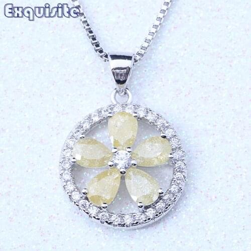 Vesplendent Yellow Ice Crystals Stone & Zirconia Pendants Necklaces Silver Color For Women Trendy Jewelry Birthday Gift L0021