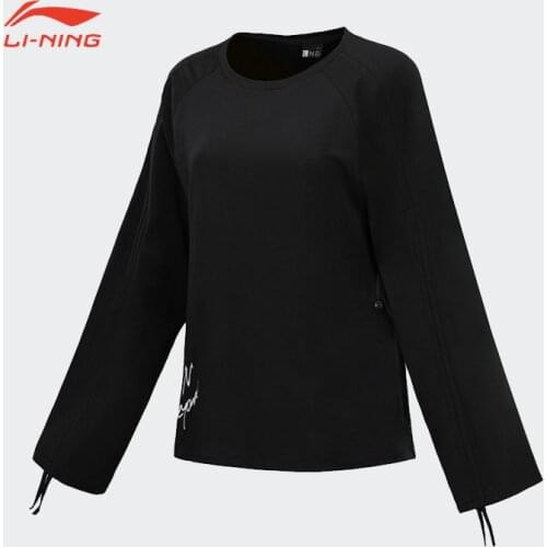 Li-Ning Women Long Sleeve Shirt Loose Round Neck Pullover Fashion Sports Wear Casual T-Shirt Workout Top