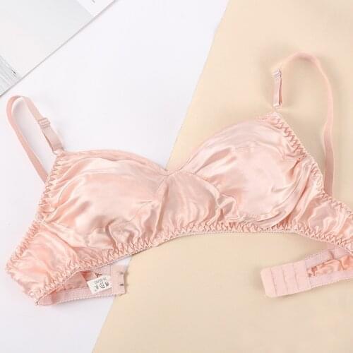 Women Satin Silk Bra Ultra-Thin Breathable Wireless Underwear Female Sexy Lingerie Top Push Up Brassiere Unlined Bra