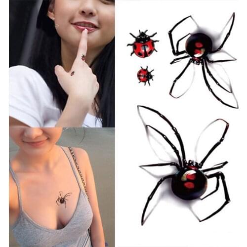 1 Sheet Man Woman Sexy Temporary Tattoo Stickers Waterproof Fake Spider Ladybug Body Art Flash Tattoos Sticker Smj