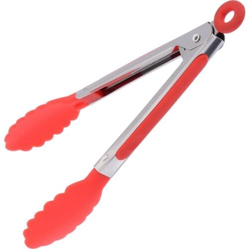 1pc Outdoor BBQ Tongs Clips Portable Salad Food Buffet Meat Clip Silicone Tongs Steel Handle Kitchen Cooking BBQ Heat-resistant
