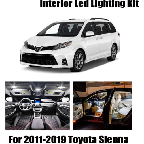 13 Bulbs White Interior LED Car Light Kit Fit For 2011-2015 2016 2017 2018 2019 Toyota Sienna Reading Ceiling Door License Lamp