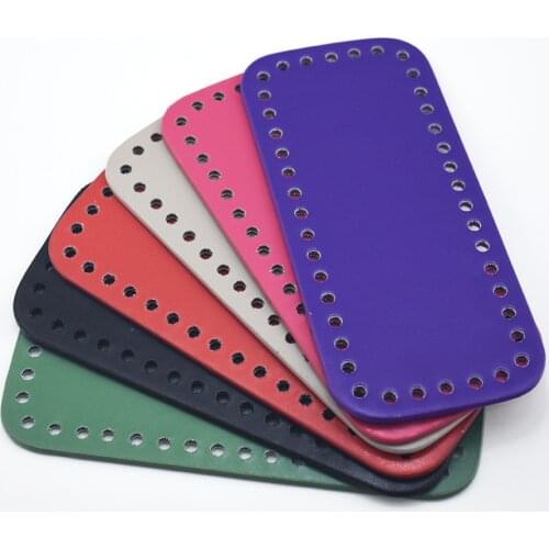 18x8cm Bottom for Knitting Bag PU Patent Leather Bag Accessories Rectangle Bottom with Holes Diy Crochet Bag Bottom