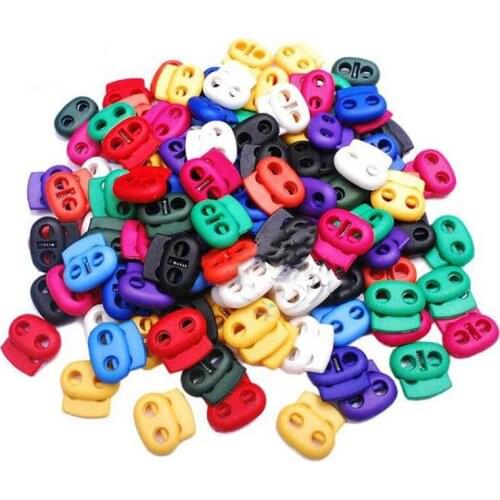 20pcs Colorful 5mm Hole Bean Toggle Clip Plastic Stopper Cord Lock Apparel Shoelace Sportswear Accessories