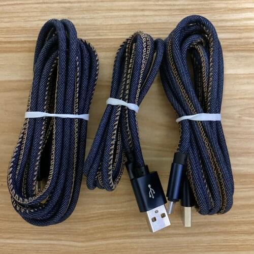 200pcs 1m 25cm Jean Braided USB C 3.1 USB Type C Cable Fast Charge Data Cable for Xiaomi Mi6 Samsung Galaxy S9 s10 s8