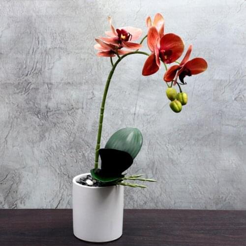 3 Heads Artificial Fake Butterfly Orchid Flower Filled Life For House Garden Wedding Decor Arrangements Flower Aesthetic Supplie