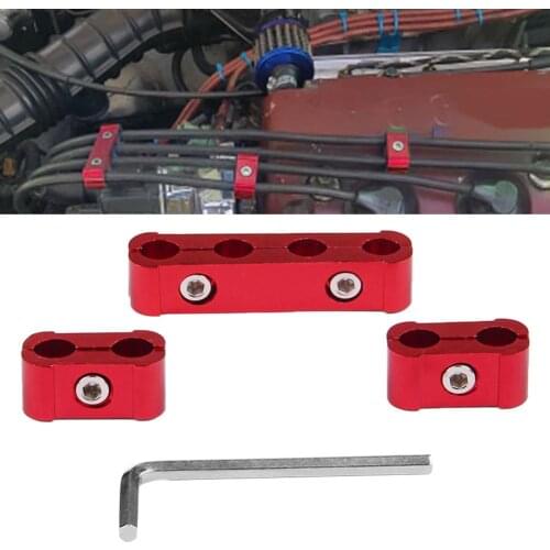 3Pcs Aluminium Alloy 4 Holes Car Engine Cable Clamp Wire Separator Organizer