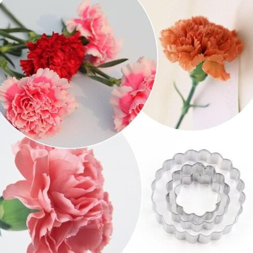 3pcs/lot Fondant Cake Decoration Carnation Floral Petal Petals Cutter Flower Mold Stainless Steel Cake Decorating Tools LB 471