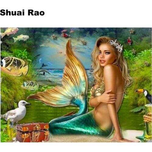 3D picture of rhinestones mosaic Pretty mermaid full embroidery paint with diamonds painting sale crystal diamond home decor
