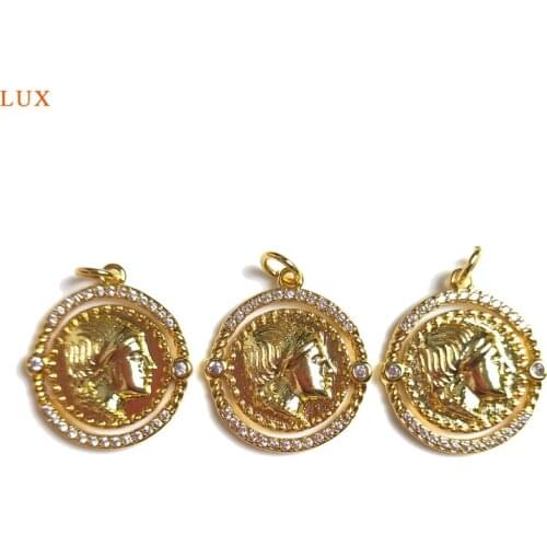 5pcs Portrait Pendant Vintage Style Pendant Round Coin Charms Portrait Pendant Necklace Jewelry Retro Figure Pendant Portrait Y