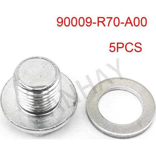 5PCS Engine Oil Pan Drain Plug With Washer 90009-R70-A00 For Honda Accord CR-V CR-Z Acura High Quality 90009R70A00