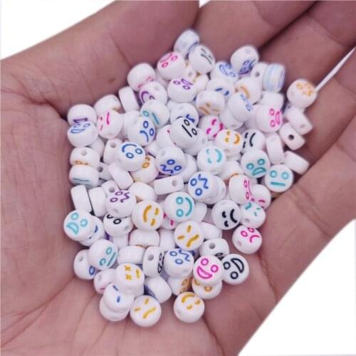 50PCS/7mmSmiley Faces Beads oval shape multicolor charm Jewellery Making For Jewelry Making