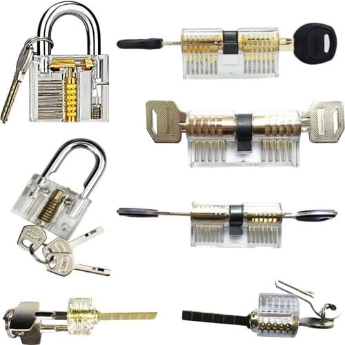 7pcs/Set Transparent locks Combination Practice Locksmith Training Tools Visible Lock Pick Sets