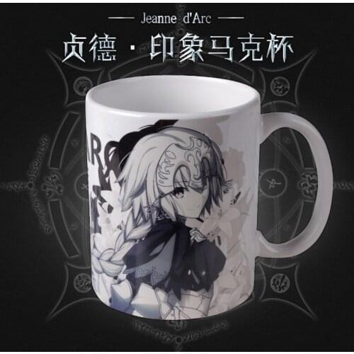 Anime Fate/Grand Order Jeanne d'Arc Ceramic Coffee Water Mug Cup FGO Japanese Gold Stamping Cartoon Unisex Xmas Gifts