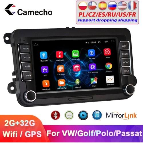 Camecho Android 8.1 2Din For VW/Volkswagen/Golf/Polo/Tiguan/Passat/b7/b6/leon/Skoda/Octavia car Radio GPS Car Multimedia player