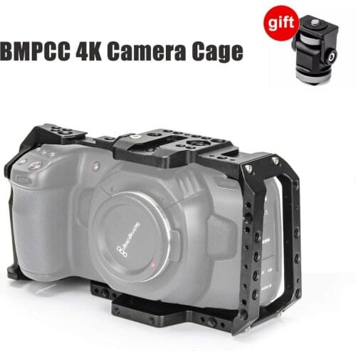 BMPCC 4K Camera Cage with 1/4'' 3/8'' Screw NATO Rail Thread for Blackmagic Pocket Cinema Camera BMPCC 4K Video Camera Cage