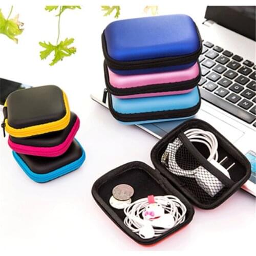 Earphone Holder Case Storage Carrying Hard Bag Earphone Pouches Storage Cases Black Box Coin Purse USB Cable Key Organizer