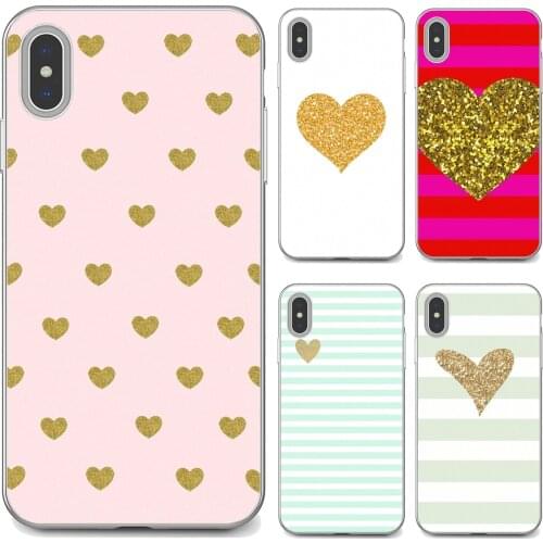 Striped-Golden-Heart-Glitter-Sweet For Xiaomi poco X3 nfc F2 Pro M3 Mi 5X 6X Max Mix 1 2 2S 3 Mi5 Mi6 Mi3 Mi4 Case