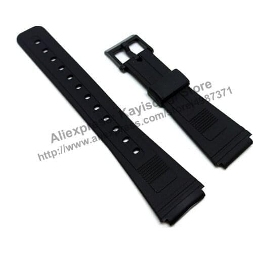 19mm Black Rubber Watch Band / Strap compatible Casio AQ-45 , AQ-46 , W-50U , W-73 , W-86 , DBP-25 , DBA-80