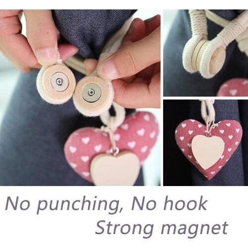 Heart Shape Curtain Tieback European Decorative Curtain Buckle Free Punch Hook Magnet Straps Curtain Accessories 40cm