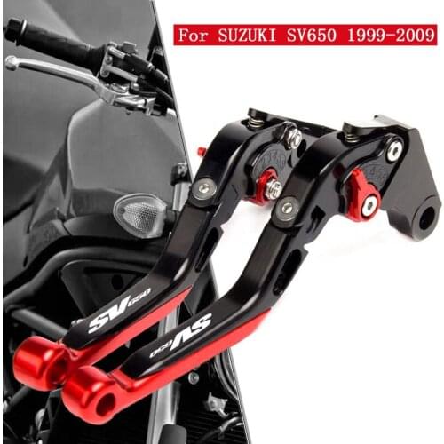 For SUZUKI SV650 SV 650 1999-2009 2008 2007 2006 2005 2004 2003 Motorcycle CNC Folding Extendable Brake Clutch Levers LOGO SV650