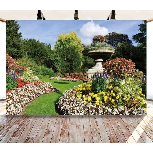 Yeele Photography Spring Park Passage Backdrop Flowers Green Tree Landscape Photographic Decoration Backgrounds For Photo Studio