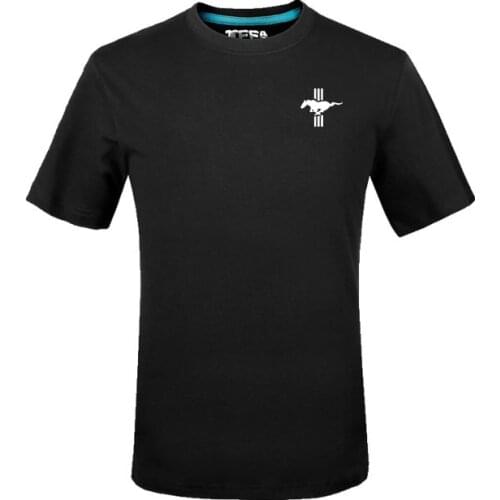 New Men 3XL Tee Shirt Summer Short Sleeve Mens mustang T-Shirt Male female T Shirt solid colour tops