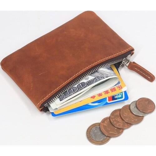 100% Genuine Leather Wallet For Men Male Vintage Mens Crazy Horse Cowhide Short Slim Small Zipper Wallets Coin Purse Card Holder