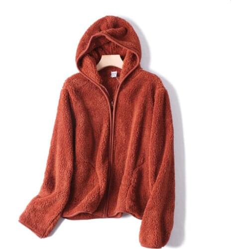 New Women Zipper Hooded Jackets Womens Polar Fleece Outdoor Double-sided Fleece Jacket Plus Velvet Thick Warm Solid Outerwear