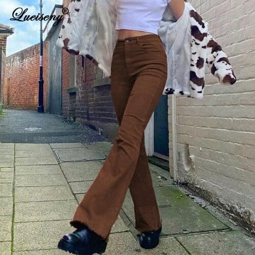 LUEISENY Womens Jeans Woman High Waist Brown Pants Jeans Womens' pants Jean Women Clothing Undefined Streetwear Woman Trousers