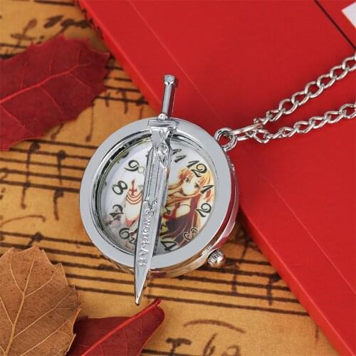Mini Silver Necklace Watch Kids Lovely Quartz Pendant Pocket Clock Gifts Anime Boys