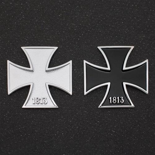 3D Aluminum Metal Germany 1813 Malta Virtue Logo Medal Cross Emblem Motorcycle Car Shape Badge Sticker Applique Car Accessories
