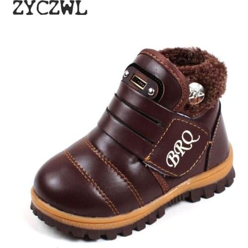 2019 New Child snow warm boots thick non-slip padded snow boots boys girls leather shoes winter boots casual shoes for kids