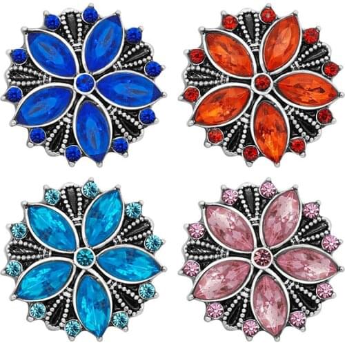 New KZ1325 Beauty charm AB crystal Flowers pattern 18mm charm snap buttons fit DIY snap jewelry wholesale