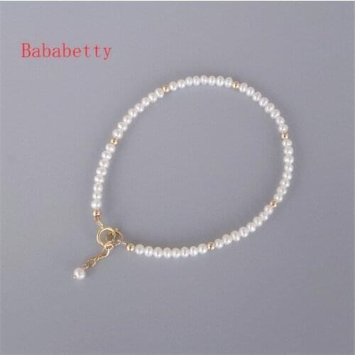 NEW Superfine Mini 5-6MM Pearl Bracelet Starlight Little Freshwater Pearl Bracelet Tibetan silver clasp