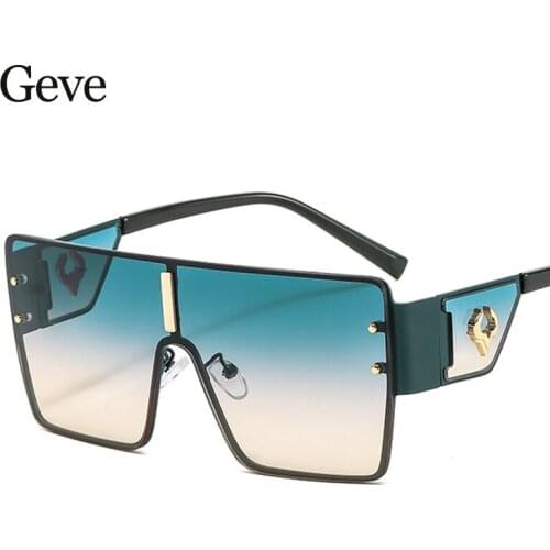 Oversized Square Sunglasses Men Trendy Luxury Brand Designer Retro Big Frame Sun Glasses Female One Piece Vintage Oculos