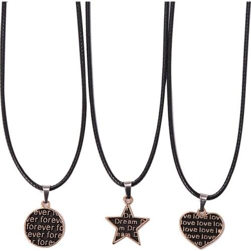 HTZZY Heart 'forever Love' Letters Pendant Necklace with Vintage Leather Chains Necklace for Women New Fashion Jewelry Gifts