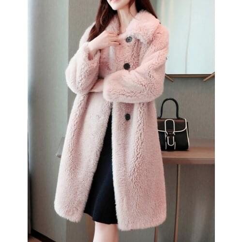 Fake Fur Coat Womens 2020 Winter New Grain Lalambswool Coat Long Section Winter Imitation Lamb Fur Coat