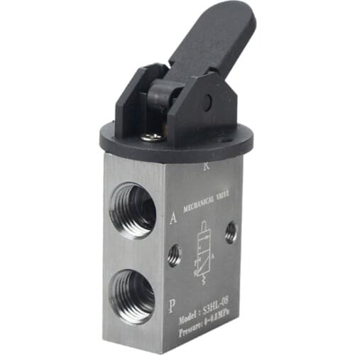 S3HL-M5/06/08 M5 1/8" 1/4"BSP 3/2 Way Handle Control Pneumatic Mechanical Valve