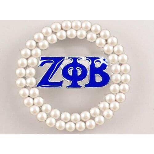 Drop shipping ZETA PHI BETA Sorority Pearl Pin zpb brooch Jewelry