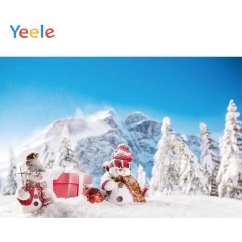 Christmas Snowman Gift Snow Mountain Forest Home Decoration Backdrop Photography Custom Photographic Background For Photo Studio